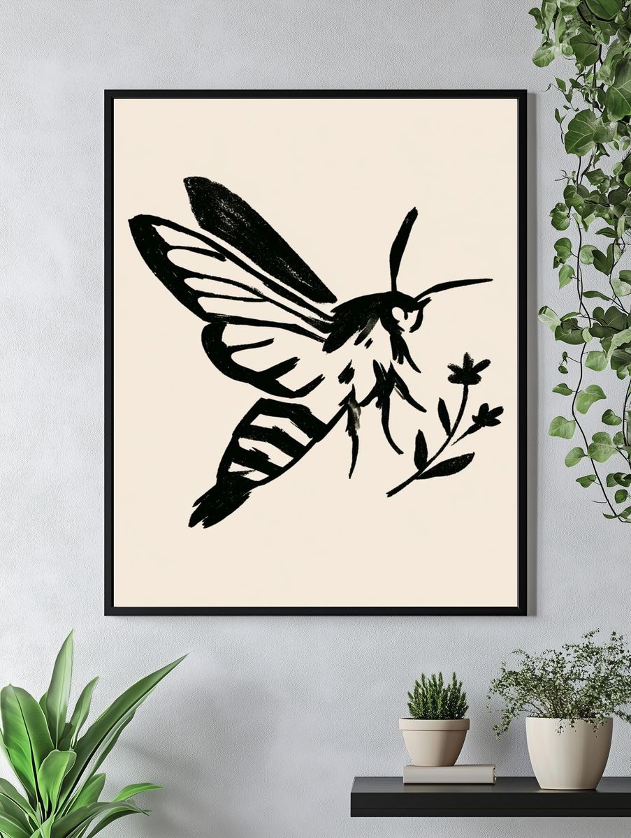 Moth Ink Illustration Poster. — room view 4