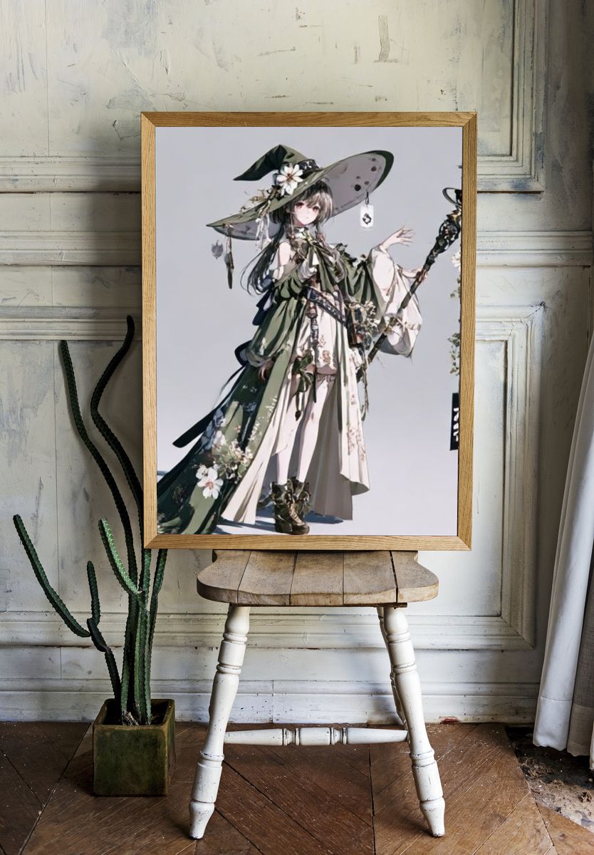 Mystic Floral Witch Illustration Poster. — room view 1