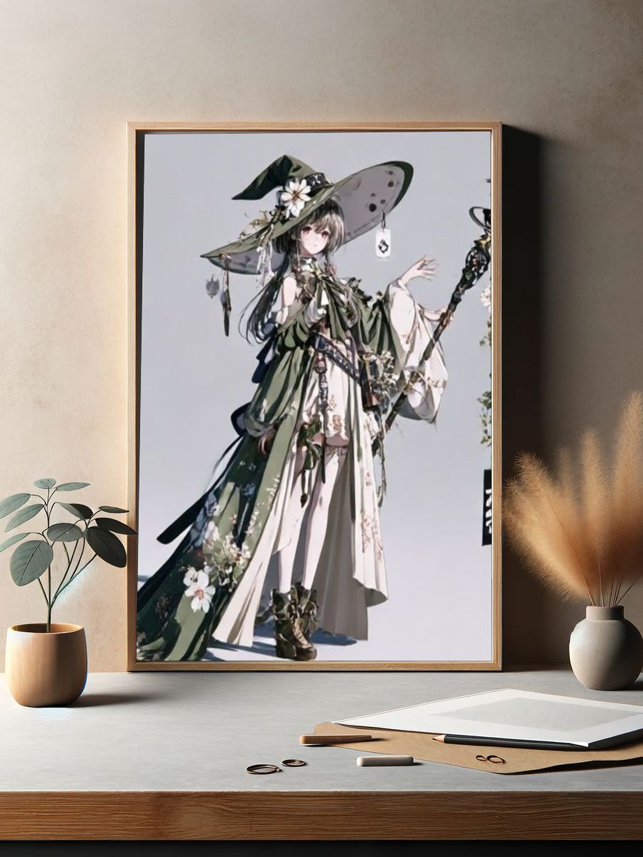 Mystic Floral Witch Illustration Poster. — room view 2