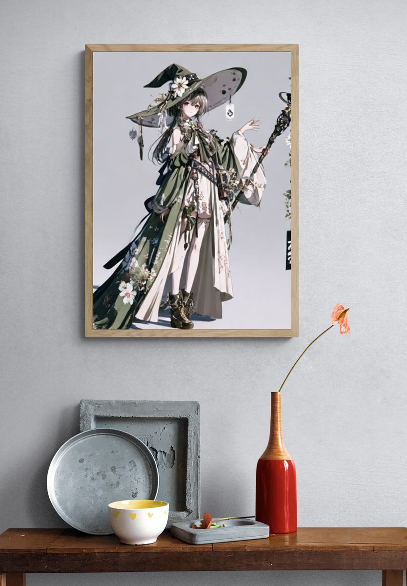 Mystic Floral Witch Illustration Poster. — room view 3