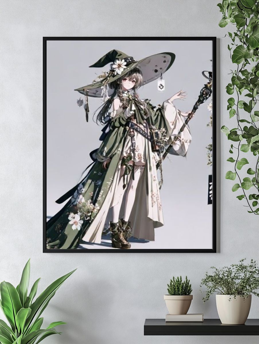 Mystic Floral Witch Illustration Poster. — room view 4