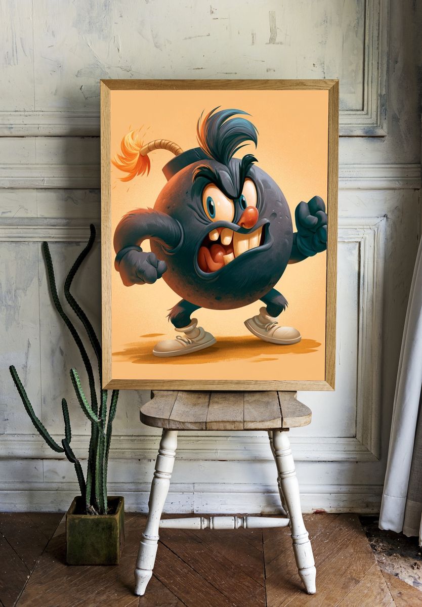 Angry Bomb Cartoon Poster. — room view 1