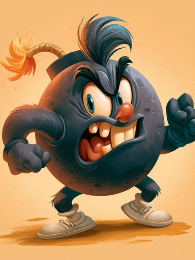 Angry Bomb Cartoon Poster. poster print