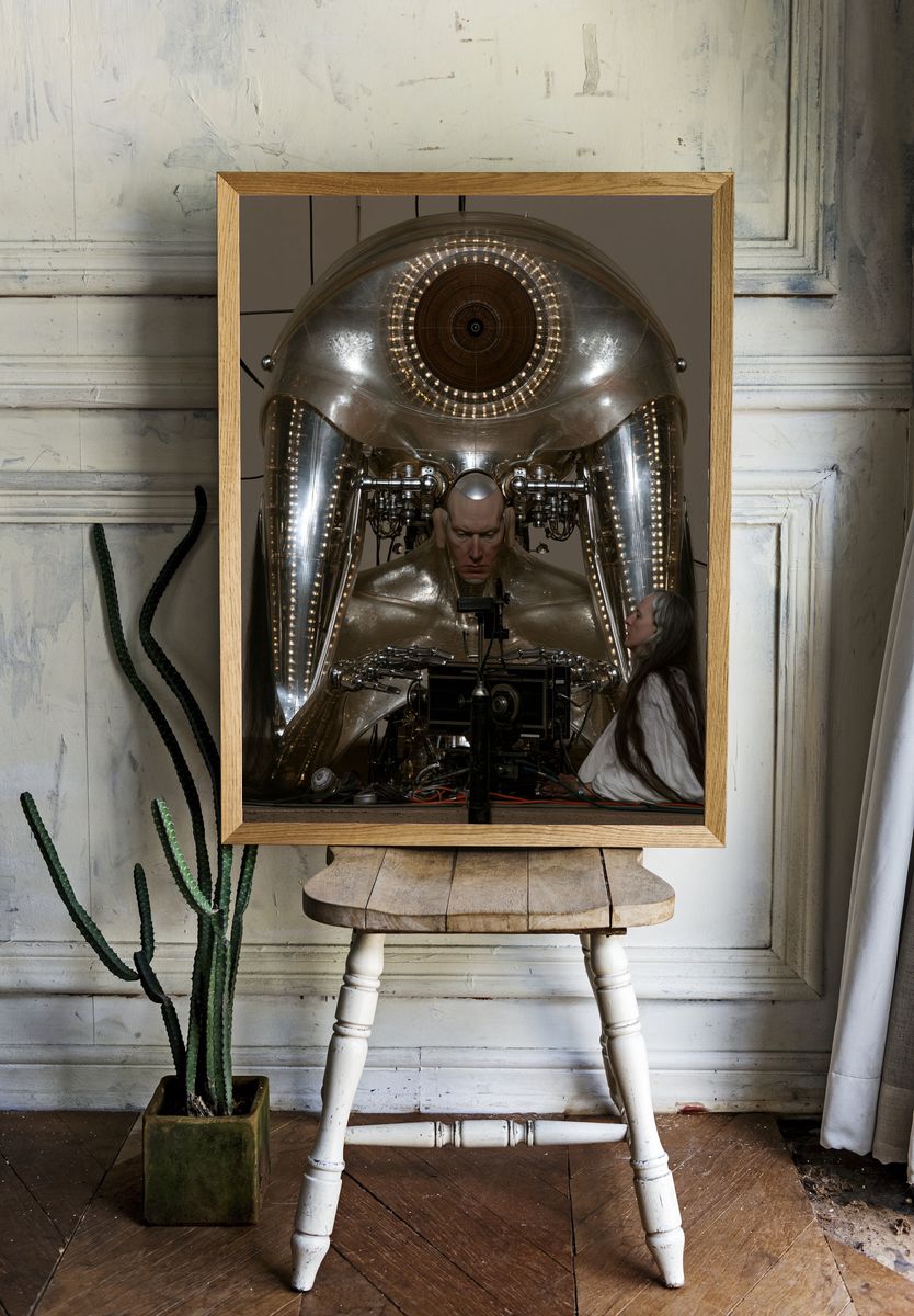 Surreal Cybernetic Portrait Print. — room view 1