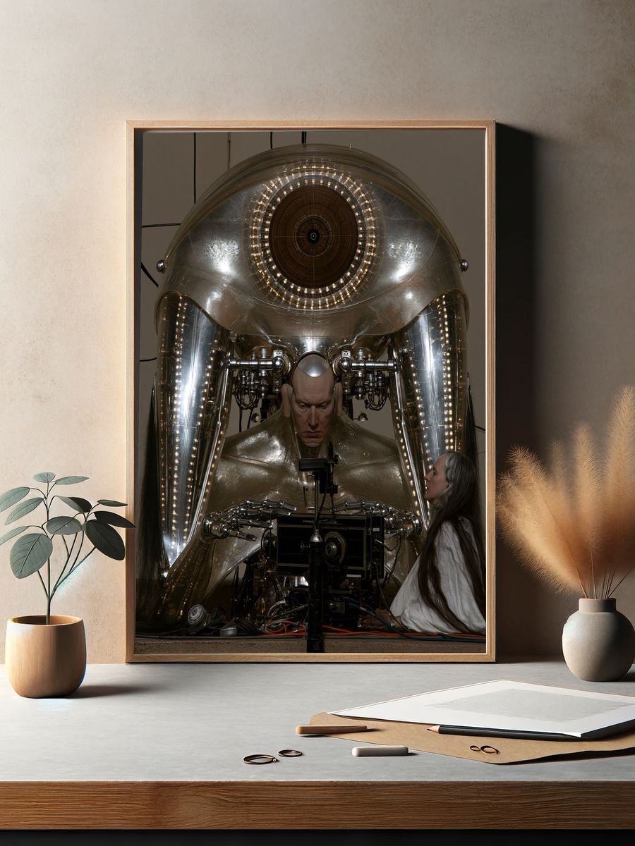 Surreal Cybernetic Portrait Print. — room view 2