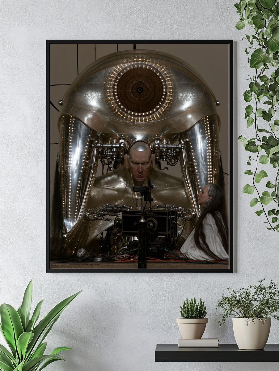 Surreal Cybernetic Portrait Print. — room view 4