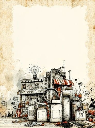 Vintage City Street Illustration Poster. poster detail