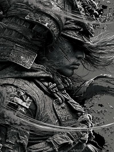 Samurai Warrior Ink Print. poster