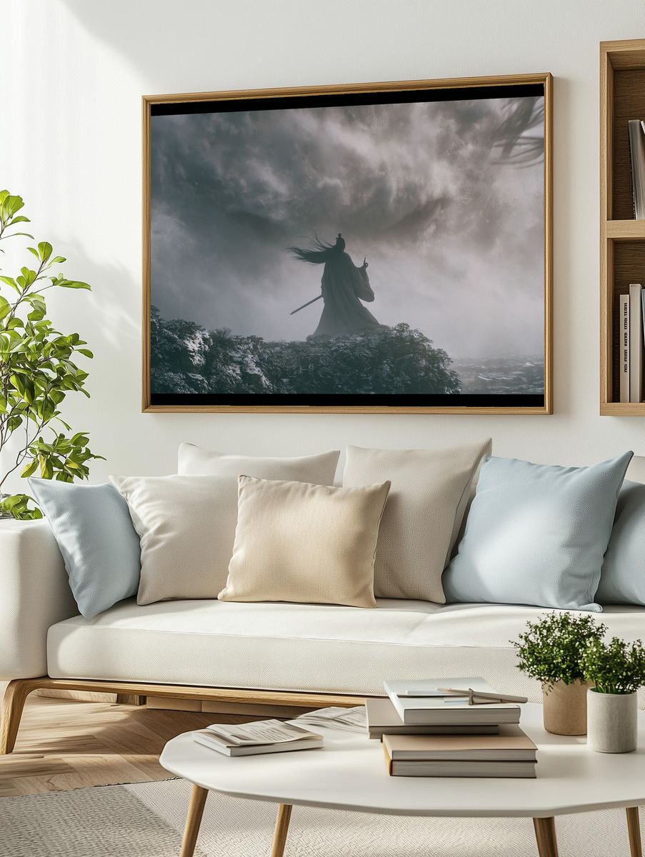 Samurai in Storm — Fantasy Print. — room view 2