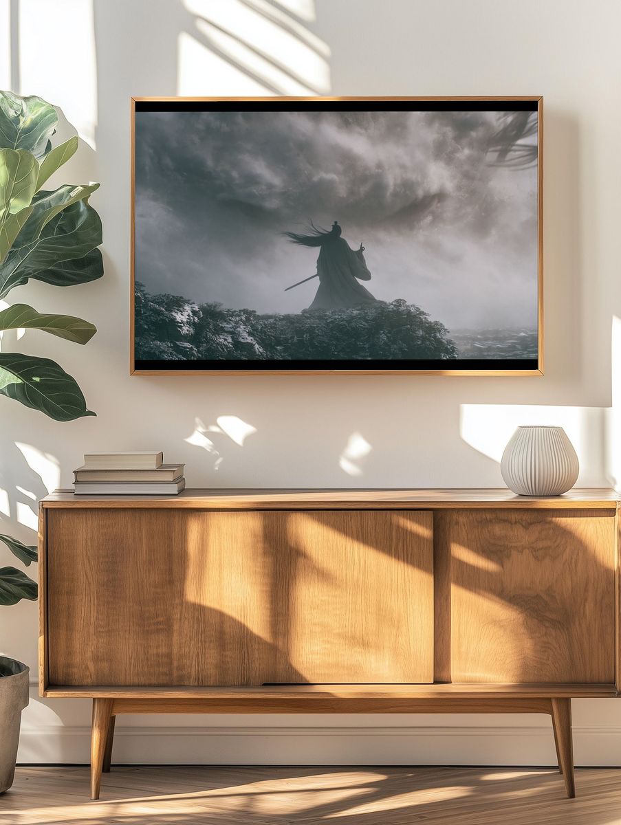 Samurai in Storm — Fantasy Print. — room view 3