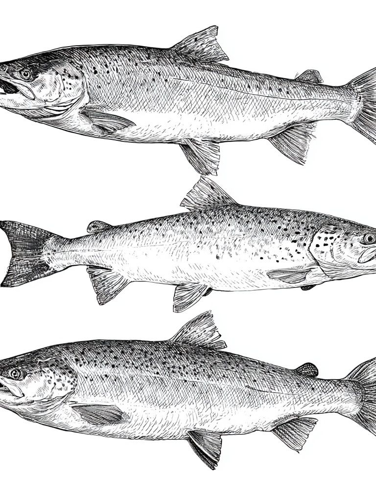 Salmon Study Illustration Poster. poster detail
