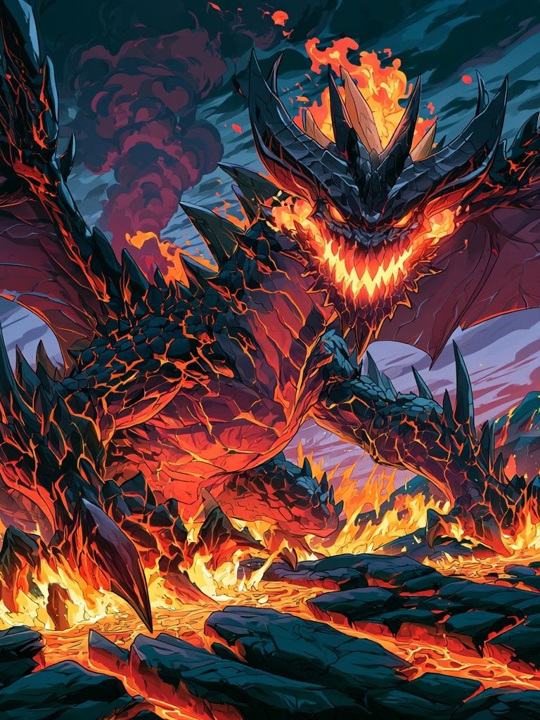 Fire Dragon Battle Illustration Poster. poster — illustration art