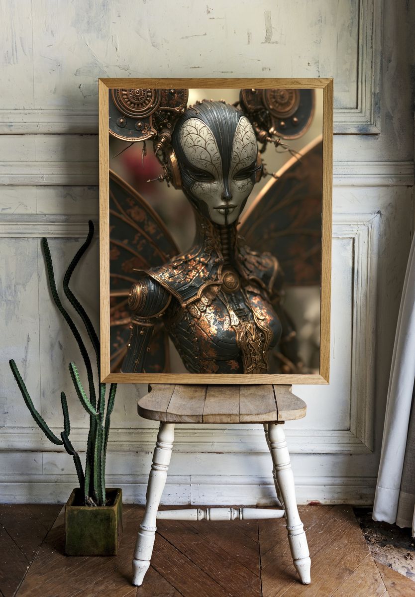 Steampunk Automaton Portrait Poster. — room view 1