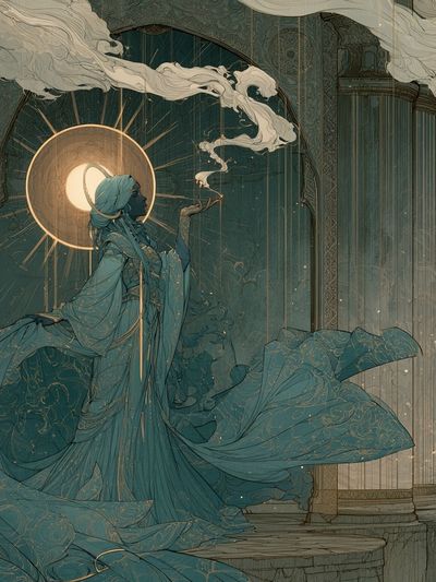 Celestial Goddess Digital Art Poster.