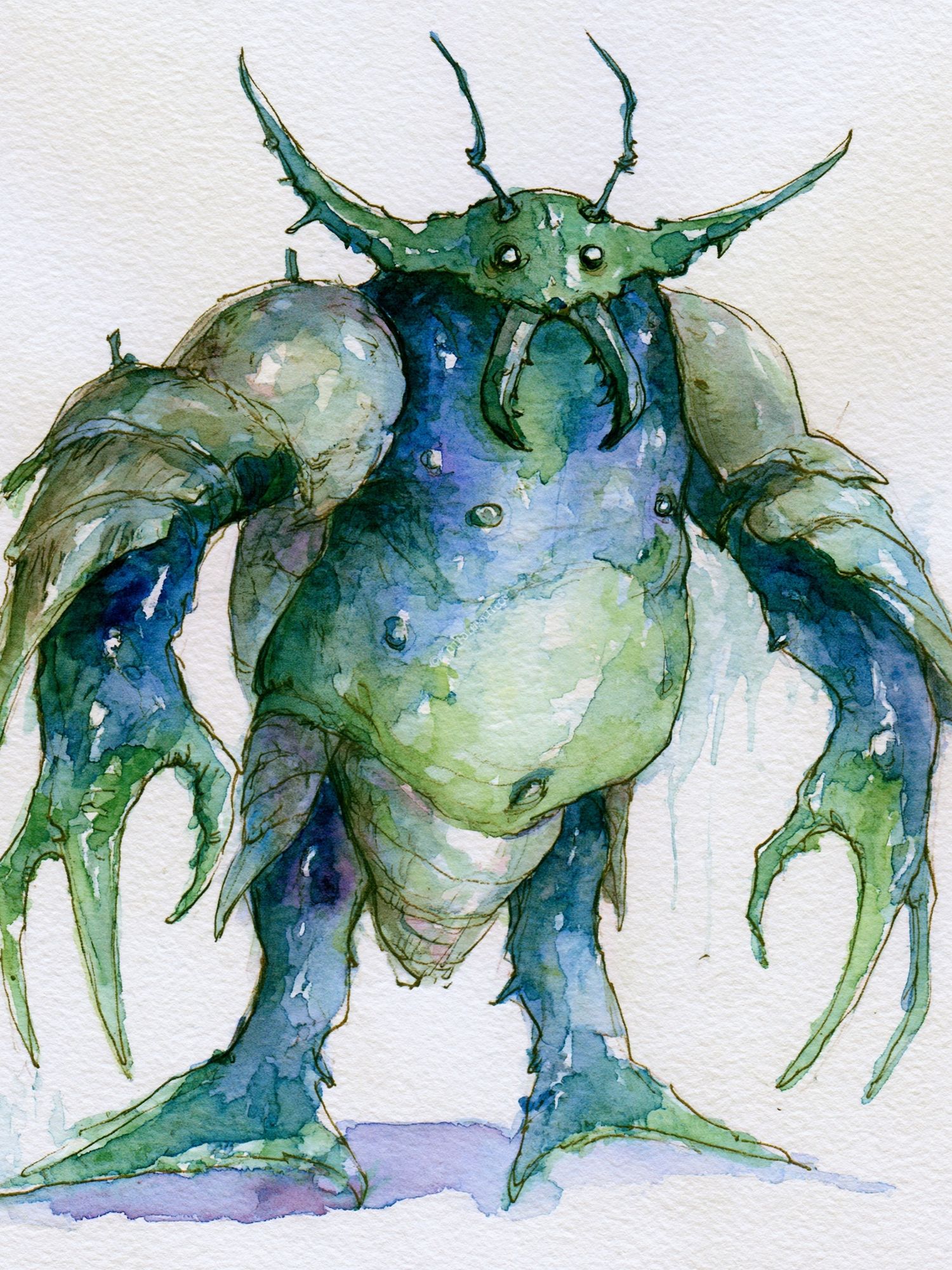 Fantasy Crab Watercolor Poster. poster detail