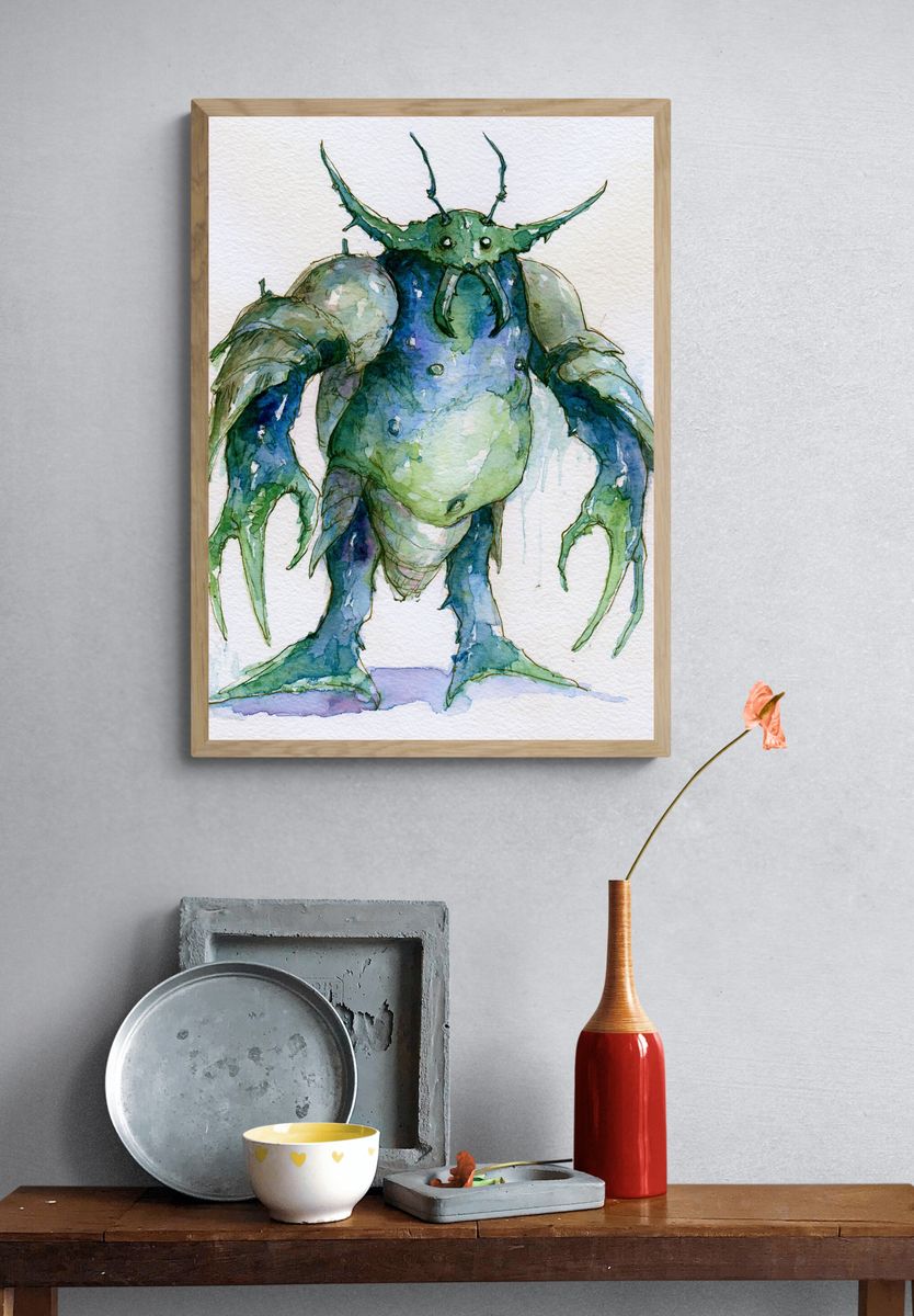 Fantasy Crab Watercolor Poster. — room view 3