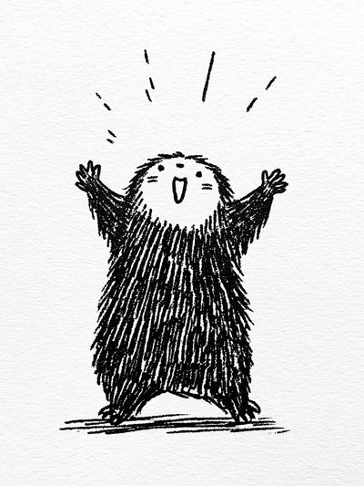 Joyful Bear Ink Illustration Poster. poster