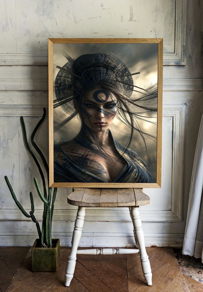 Mystic Warrior Portrait Print. — room view 1