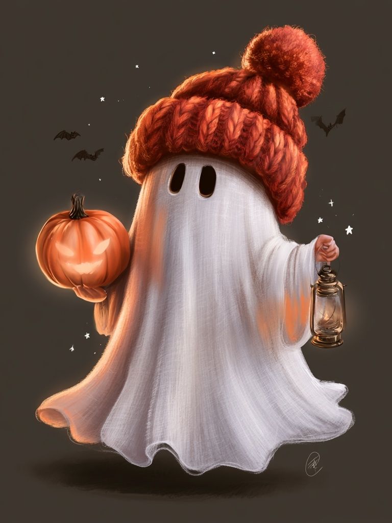 Halloween Ghost Illustration Poster. poster — illustration art