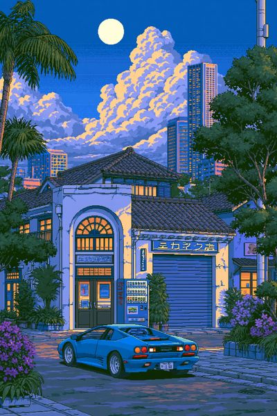 Tokyo Night Drive Illustration Poster. poster
