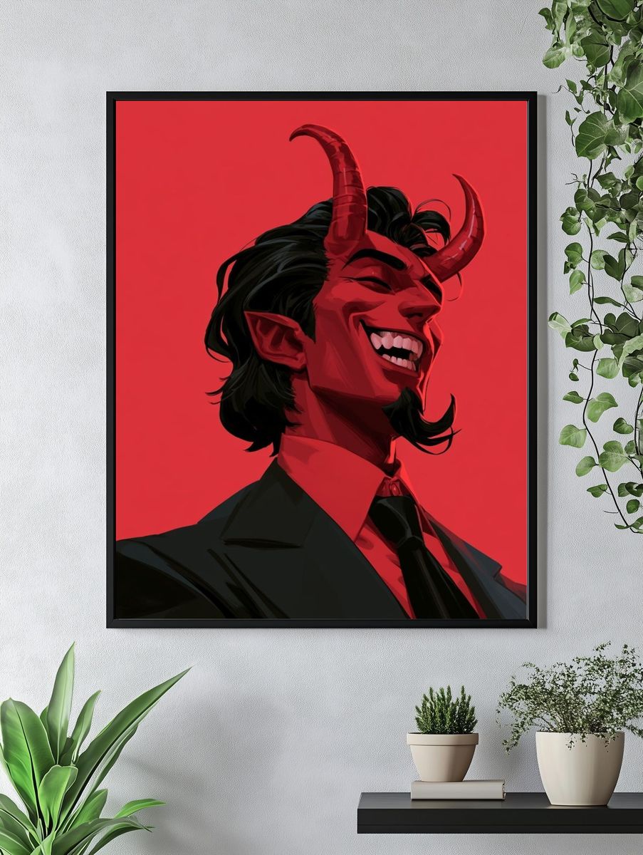 Red Devil Portrait Illustration Poster. — room view 4