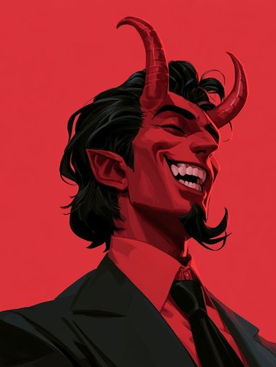 Red Devil Portrait Illustration Poster. poster