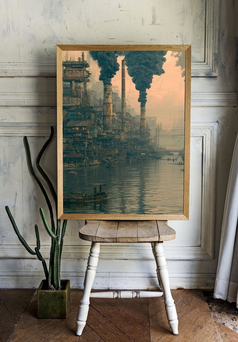 Industrial River City — Surreal Print. — room view 1