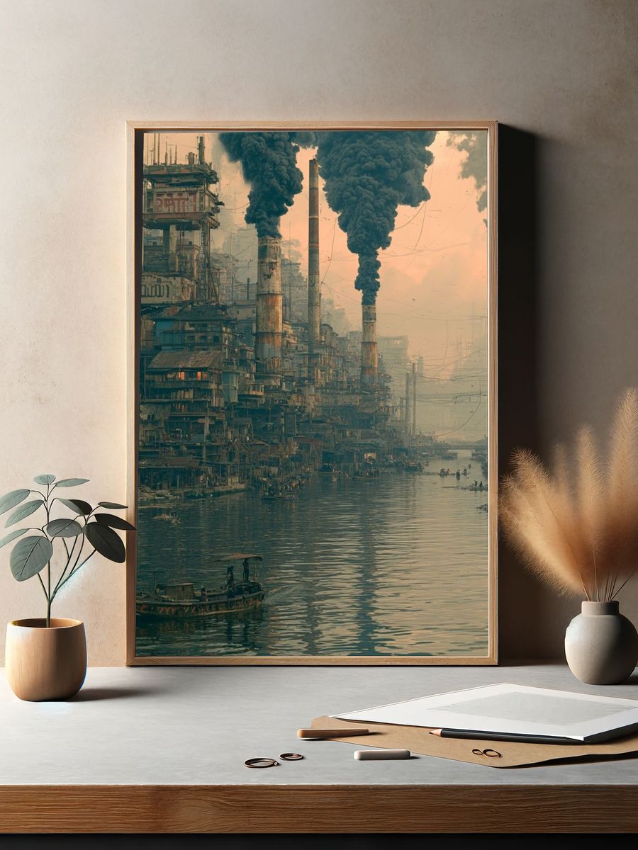 Industrial River City — Surreal Print. — room view 2