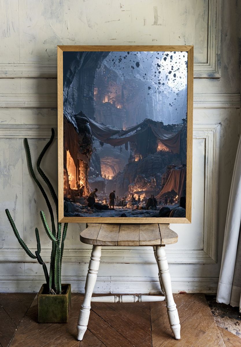 Cavern City Fantasy Illustration Poster. — room view 1