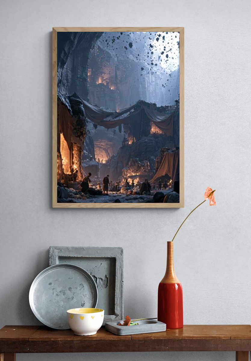 Cavern City Fantasy Illustration Poster. — room view 3