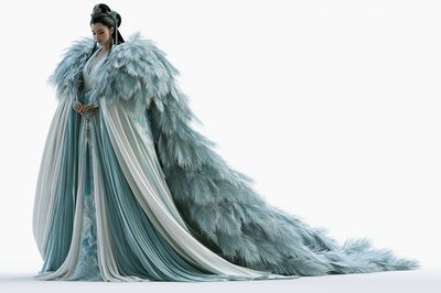 Celestial Feather Gown Illustration Print. poster print