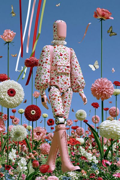 Floral Robot Dreamscape Poster. poster print