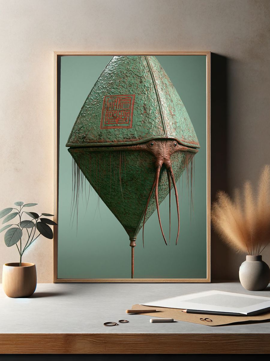 Surreal Lantern Creature Print. — room view 2