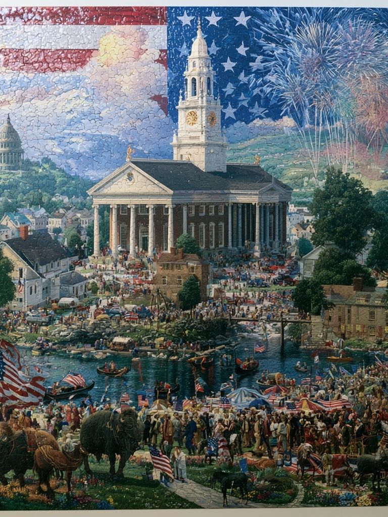 American Celebration Townscape Poster. poster — illustration art