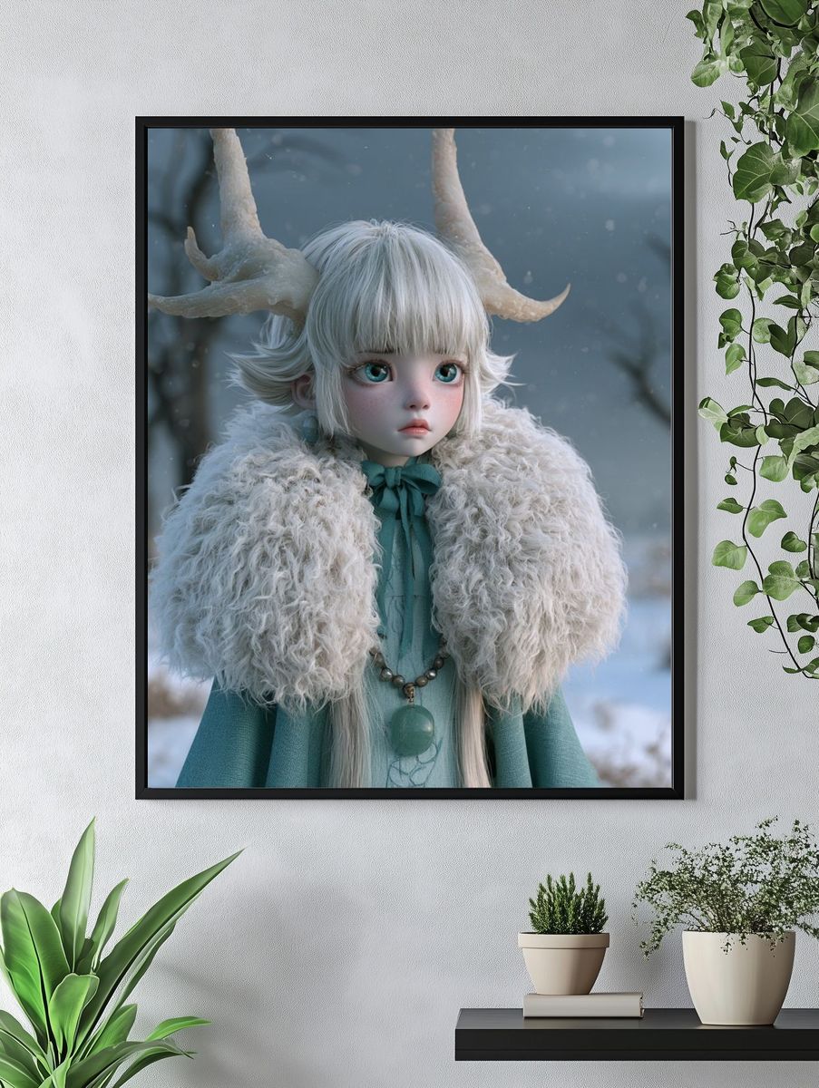 Octopus Girl Surreal Illustration Poster. — room view 4