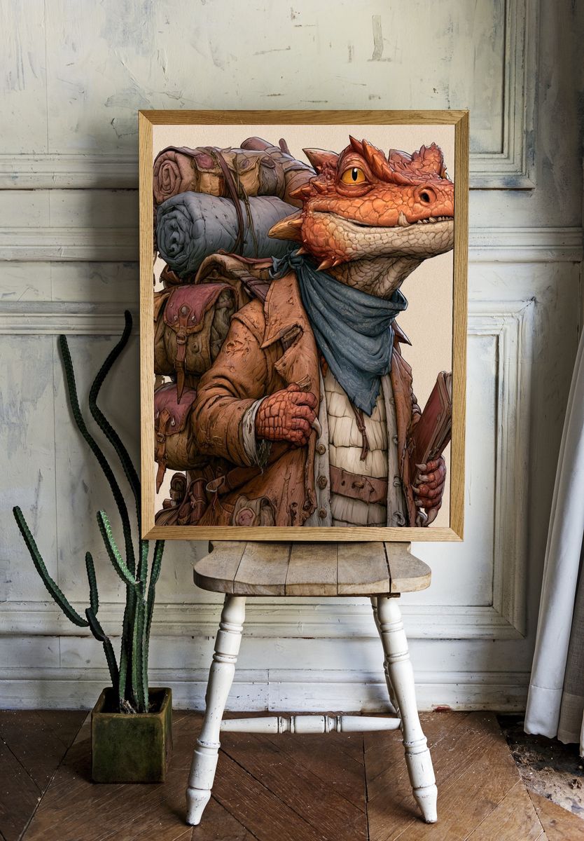 Adventurer Dragon Illustration Poster. room preview