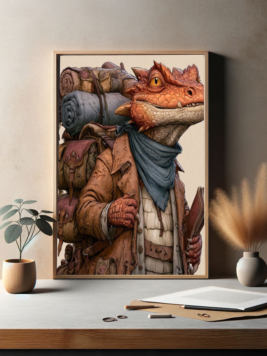 Adventurer Dragon Illustration Poster. — room view 2