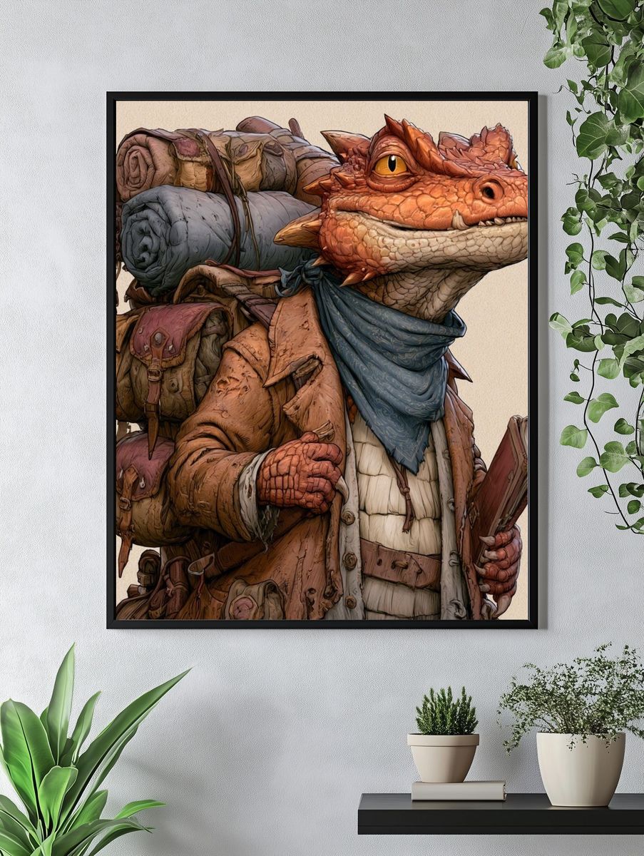 Adventurer Dragon Illustration Poster. — room view 4