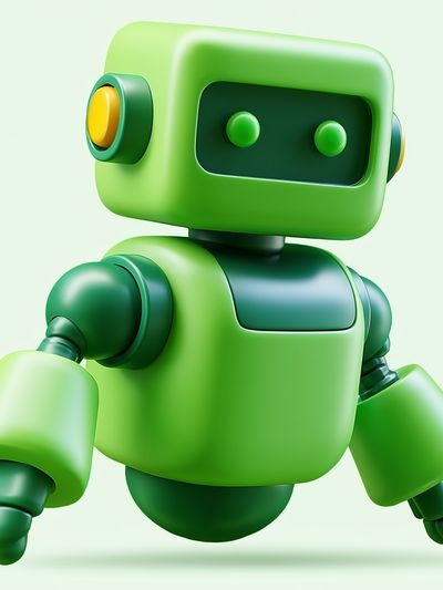 Cute Green Robot Illustration Poster. poster