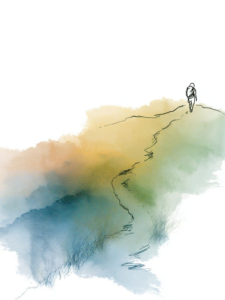 Watercolor Hiker Trail Poster. poster — illustration art