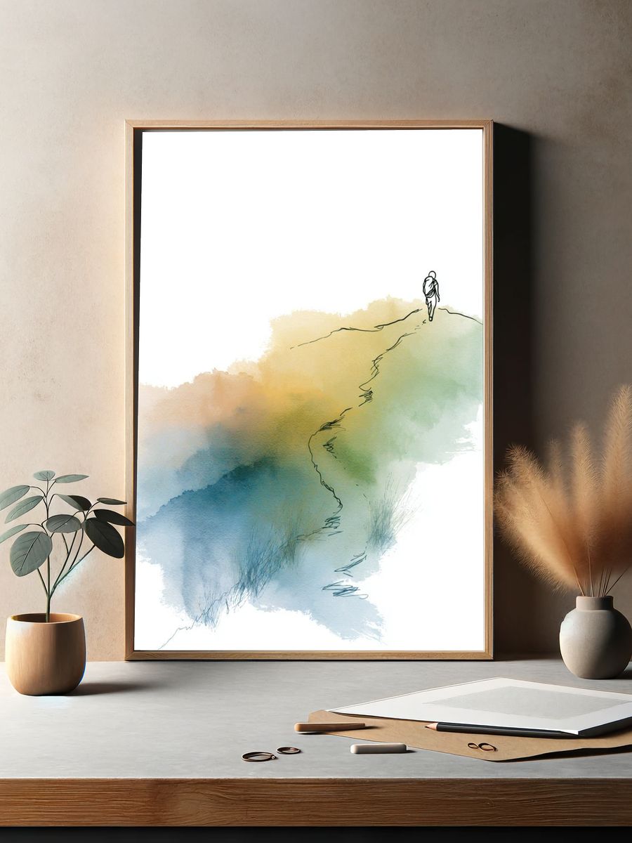 Watercolor Hiker Trail Poster. — room view 2