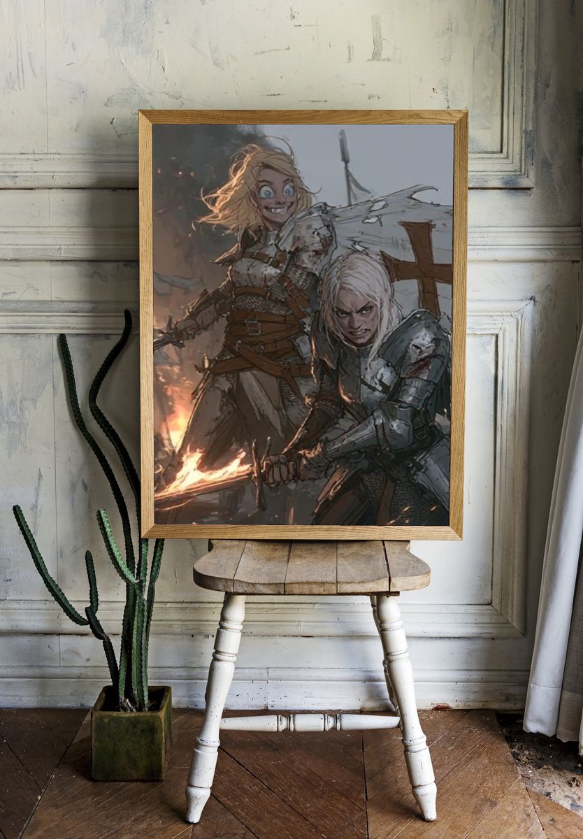 Fantasy Battle Illustration Poster. — room view 1