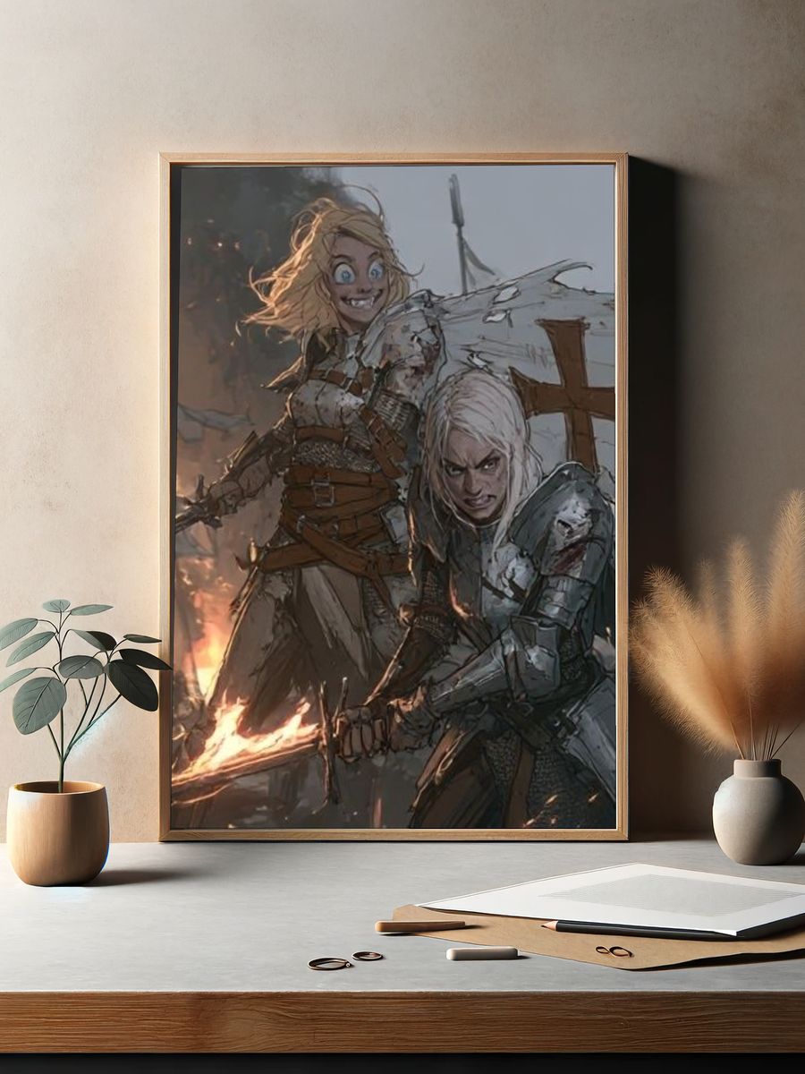 Fantasy Battle Illustration Poster. — room view 2