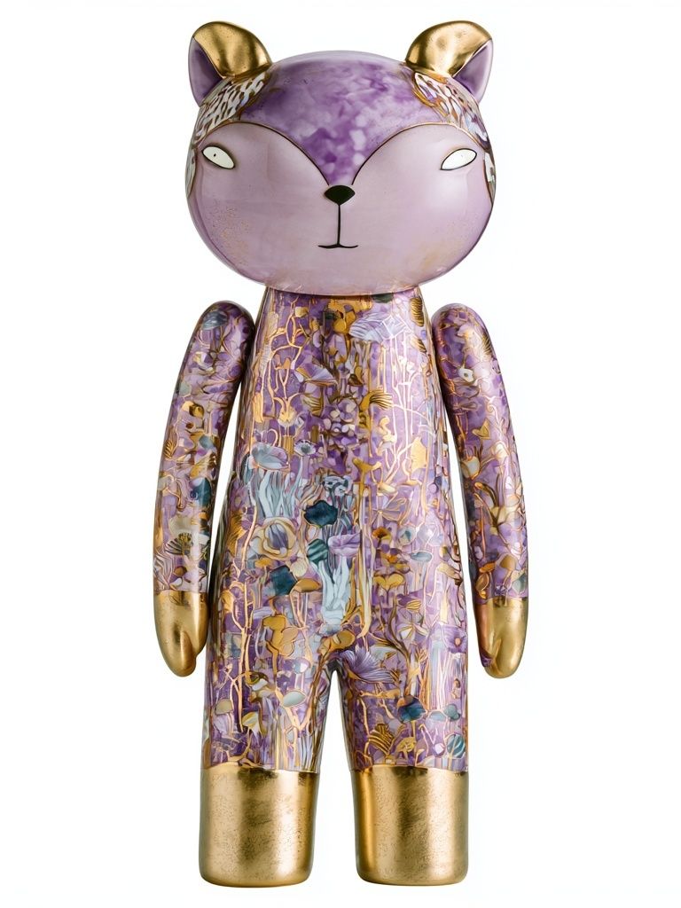 Purple Bear Figurine Illustration Print. poster — illustration art