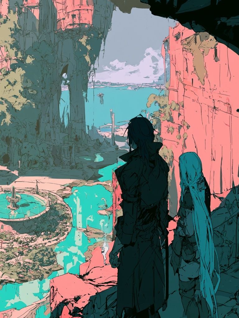 Fantasy Ruins Digital Art Poster. poster detail