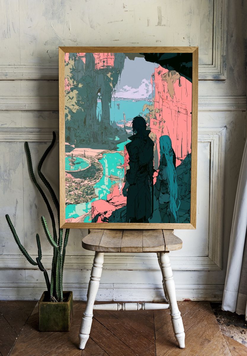 Fantasy Ruins Digital Art Poster. room preview