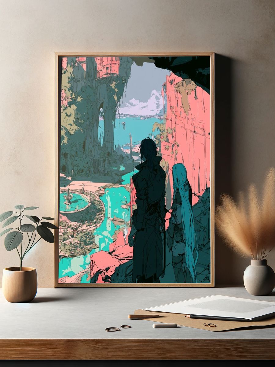 Fantasy Ruins Digital Art Poster. — room view 2