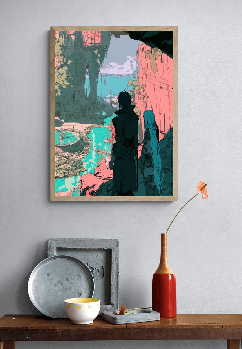 Fantasy Ruins Digital Art Poster. — room view 3