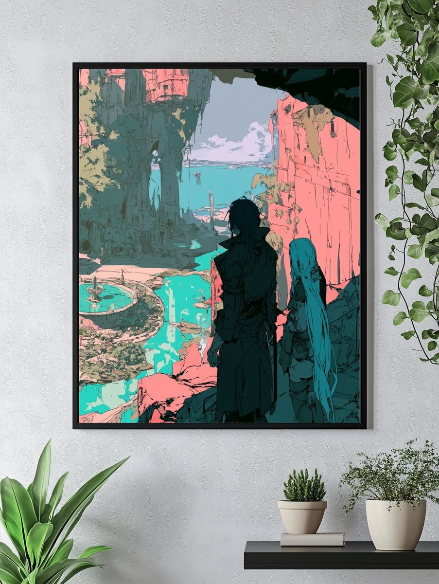 Fantasy Ruins Digital Art Poster. — room view 4