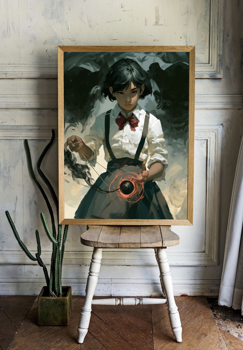 Mystic Girl with Orb Digital Art Poster. room preview